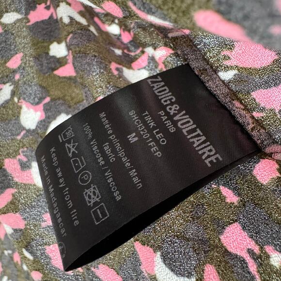 ZADIG & VOLTAIRE Tink Abstract Print Button Front Blouse Top Multicolor Size M - Picture 6 of 6